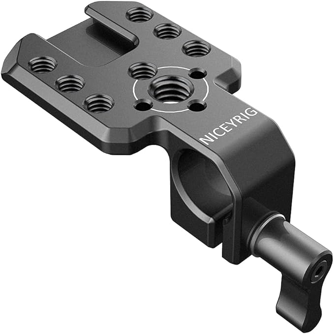 NICEYRIG 15mm Single Rod Clamp with Cold Shoe Extension Plate for Wireless Transmitter/Reciever, Monitor, Mic, EVF Mount - 457