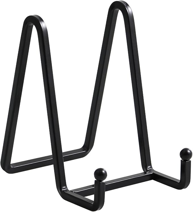 Plate Holder Easel Display Stand - 4.5 inch Metal Plate Stands for Display - Tabletop Picture Stand - Black Iron Easels for Display Pictures | Photo Frames | Book | Decorative Plates | Plaque -1 Pack