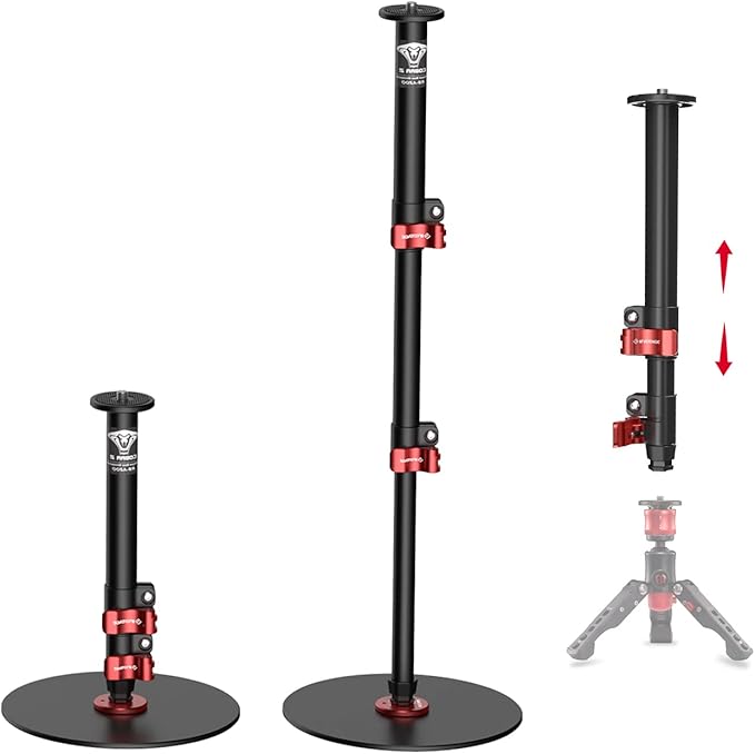 IFOOTAGE Round Base Monopod RB-A200,Small Footprint,Max.payload10KG,Aluminium Alloy Stable Structure, Height 10.6"/27cm~22.05"/56cm,for LED Video Light