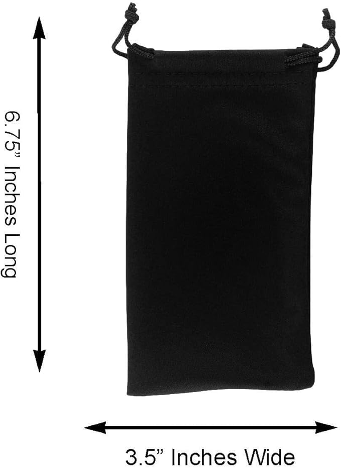 Super Z Outlet Black Microfiber Sunglasses Glasses & Cell Phone Gadgets Accessories Sleeve Bag Pouch with Drawstring Closure for Cleaning, Protection, & Storage (12 Pack)