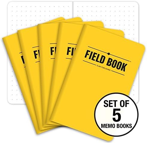 Elan Publishing Company Field Notebook/Pocket Journal - 3.5"x5.5" - Yellow - Dot Graph Memo Book - Pack of 5
