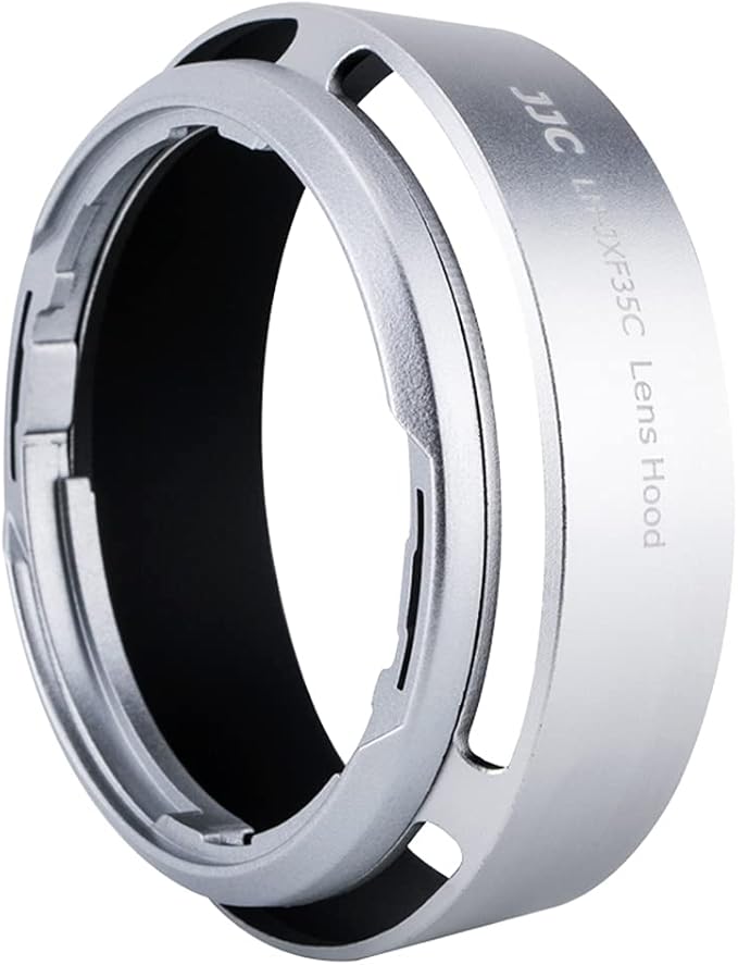 JJC Silver Metal Bayonet Lens Hood for FUJINON XF 35mm F2 R WR/FUJINON XF 23mm F2 R WR, Fuji 35mm F2 Lens Hood, Fuji 23mm F2 Lens Hood, 35mm F2 Hood, 23mm F2 Hood, Replaces Fujifilm LH-XF35-2 Hood