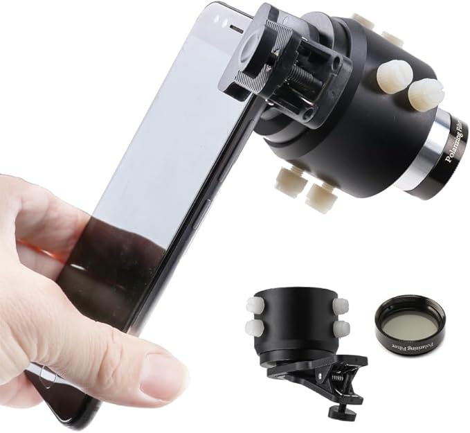 Smartphone Telescope Adapter with Polarizing Filter - Photo Adapter - for Photography and Video Recording - Compatible with 1.25" Eyepieces - Enhanced Astrophotography Kit