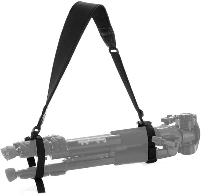 Camera Tripod Monopod Strap for Manfrotto BENRO Tripod, Adjustable & Quick-Release Neoprene Shoulder Neck Sling Carrying Belt - Black