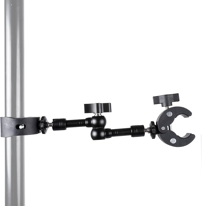 PellKing Super Double Clamp Camera Mount Umbrella Clamp, with 360° Magic Arm Double 1/4”-20 Adapter for Umbrella, Pole, Desktop, Strollers, Motorcycle, Photo Studio Light Stand, Photo Boom Stand