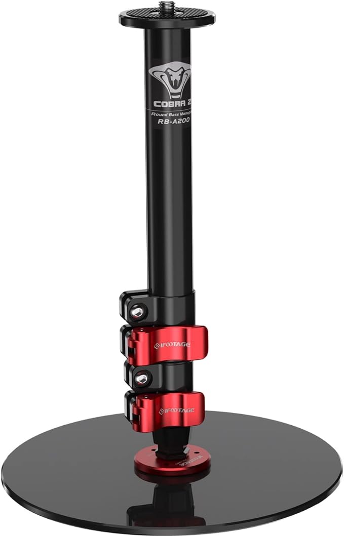 IFOOTAGE Cobra RB-A200,Round Base Monopod,Professional Camera Aluminium Monopod with Quick Adjustment Height Buckle,Compatibility DSLR Cameras Camcorders(22.05Inc)