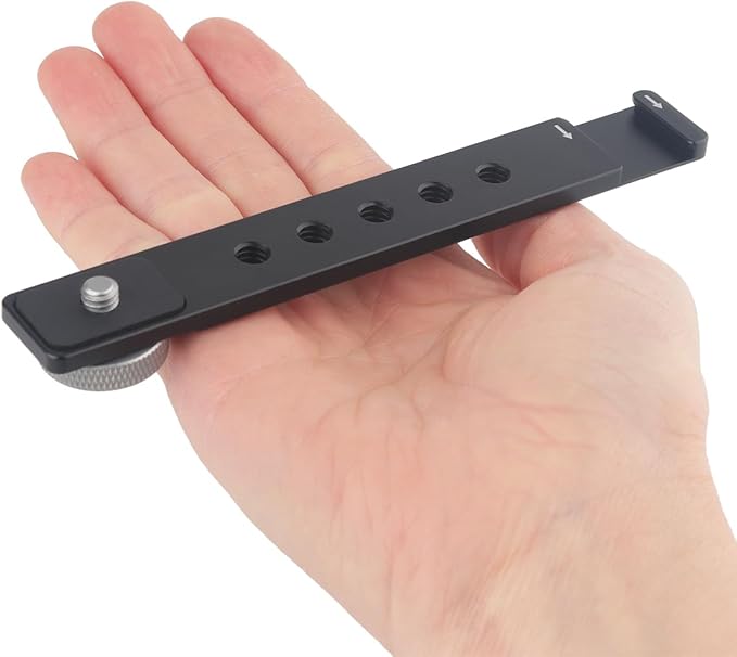 Rigdance 1/4 Cold Shoe Camera Extension Bracket for DJI Pocket 3, Hot Shoe Extension Camera Flash Bracket for Light, Mic, Compatible with Sony A6500 A6400 6300 6000, Aluminum-5.5" Long