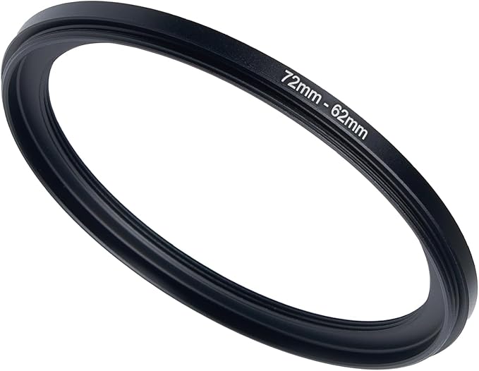 72mm to 62mm Step-up Adapter Rings Filter Adapter Black Metal Step Down Filter Ring Adapter Compatible with All Brand UV CPL ND Camera Lens Filter Stepping Rings (72mm-62mm)