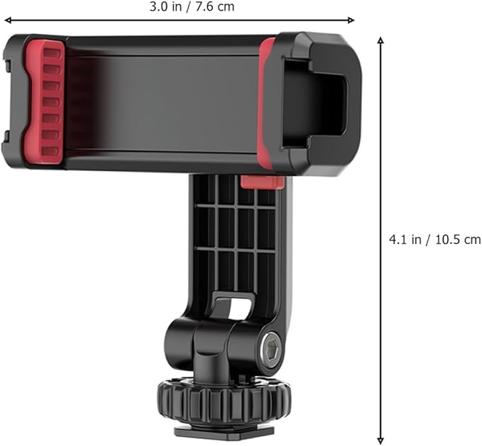 NUOBESTY Cell Phone Tripod Mount with Dual Cold Shoe Holders Rotating Smartphone Clip Adapter for Vlogging and Video Recording Pitch Angle Phone Monitor Mount