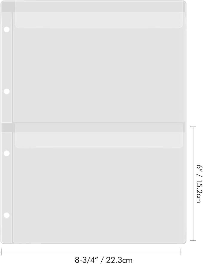 10 Sheet Binder Pockets Inserts with Two Pockets A4 Size 4 Hole Binder Folder for Dies and Stamps Storage,Waterproof PVC Clear Bags Protectors for Cutting Dies Stencil Album Stamp Crafts Storage