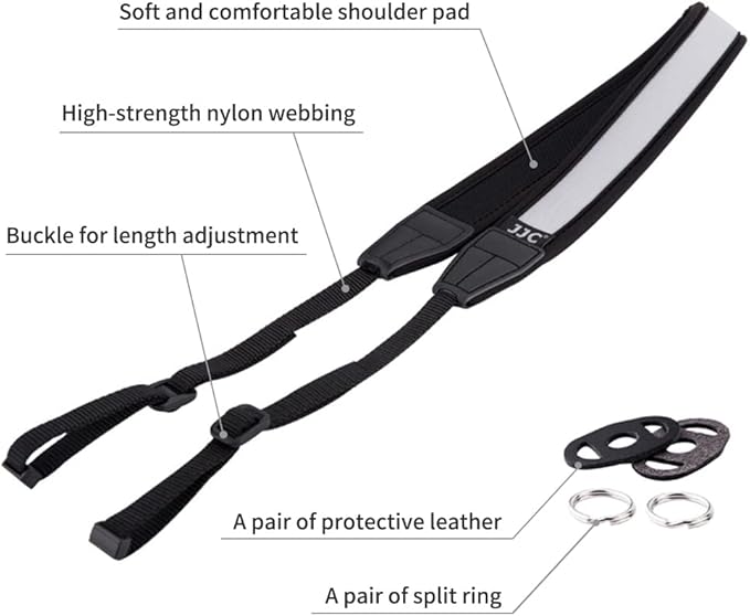 JJC Soft Camera Neck Shoulder Strap for Fuji Fujifilm X-T30 X-T20 X-T5 X-T4 X-T3 X100V X100F X-S10 X-E4 X-M5 Sony ZV-E10 A6000 A6100 A6300 A6500 A6600 Canon EOS M50 M6 Mark II Nikon Zf Z8 Z50 & More