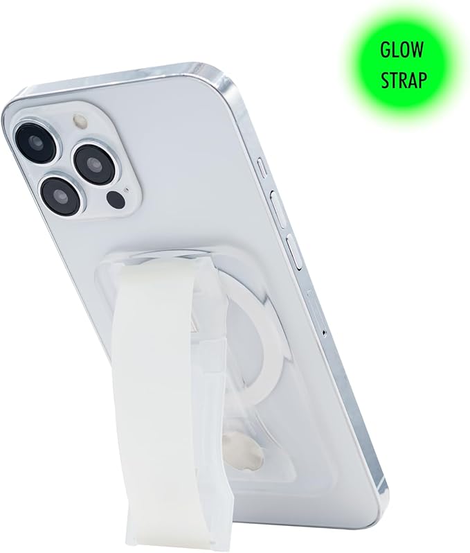 LOVEHANDLE PRO for MagSafe Compatible Magnetic Phone Grip - Phone Strap - Mount, Handle and Kickstand for Smartphone and Tablet - Natural Glow - Eligible for All MagSafe Devices