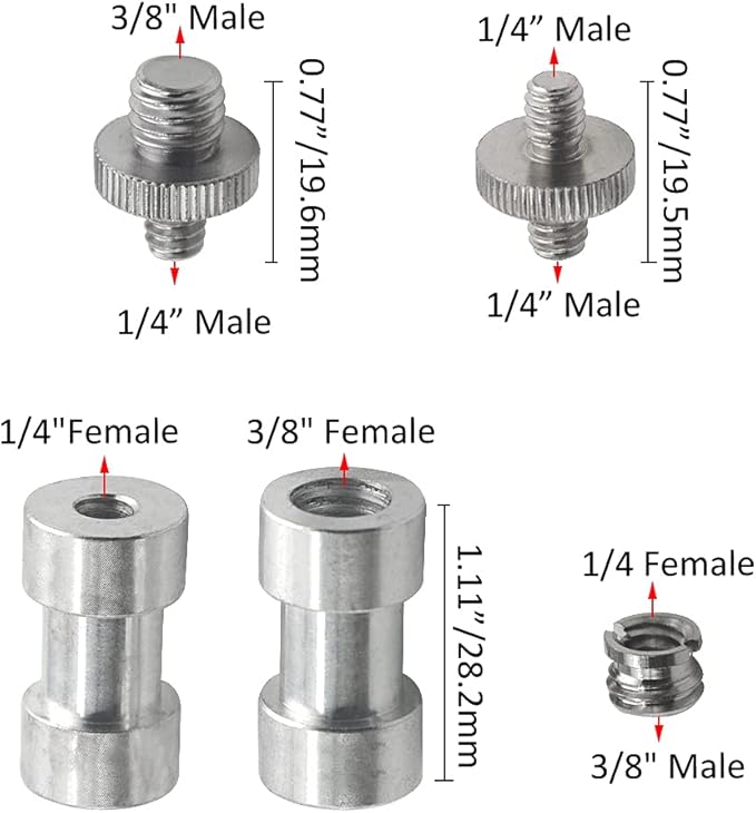 Camera Mount Screw Adapter 22Pack 1/4 Inch and 3/8 Inch Camera Screws Tripod Threaded Screws Adapter Camera Screw Mount Set for Camera Tripod Mono-pod Flash Light