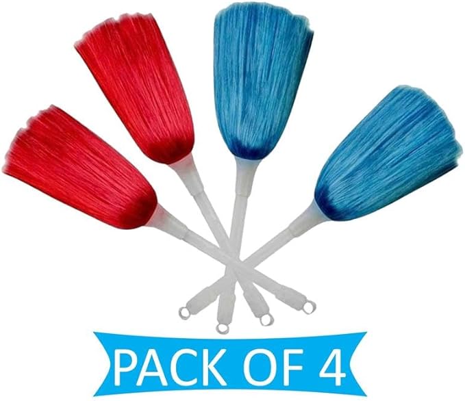 Mini Feather Dusters Anti-Static Multipurpose Microfiber Dusting Brush Tool with Handle for Cleaning Interiors Furniture and Car Accessories (4Pcs)