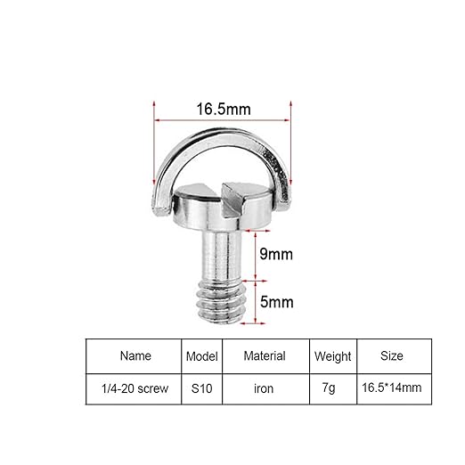 1/4 3/8 Camera Screw for Quick Release Plate 1/4 3/8 Inch D-Ring Screw Tripod Ballhead Mount Adapter Photography Accessories(S10 1PC)