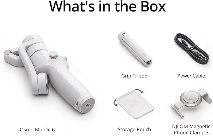 DJI Osmo Mobile 6, 3-Axis Phone Gimbal, Object Tracking, Built-in Extension Rod, Portable and Foldable, Gimbal Stabilizer for iPhone, Android, YouTube TikTok Video, Platinum Gray