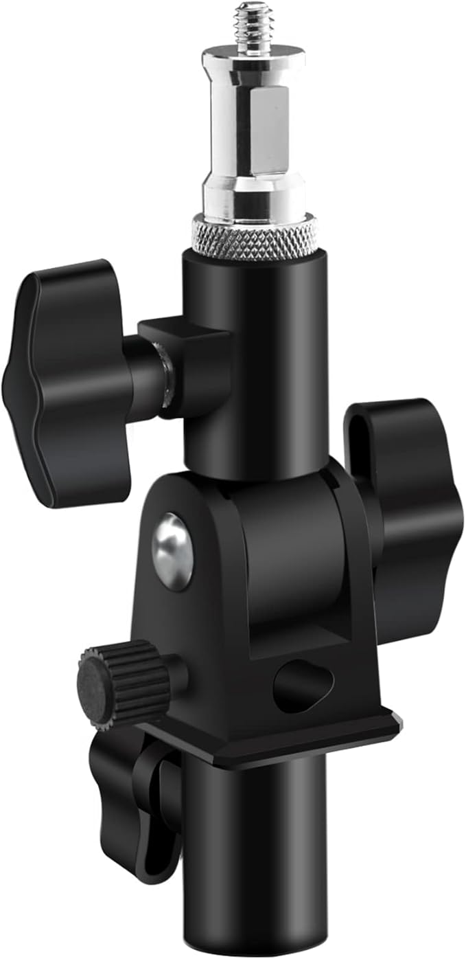 Alluneitter U-Shape Camera Flash 180°Swivel Mount Bracket with Standard 1/4 to 3/8 inch Flat Head Metal Screw Spigot Stud Compatible for Umbrella Softbox Reflector Holder Stand for Video Studio Light