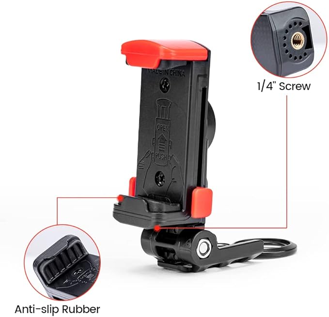 Fotopro Phone Tripod Mount 1/4 inch Screw Universal Desktop Car Mobile Phone Clip for Monopod Selfie Stick Desktop Tripod Video Vlogging Photograph