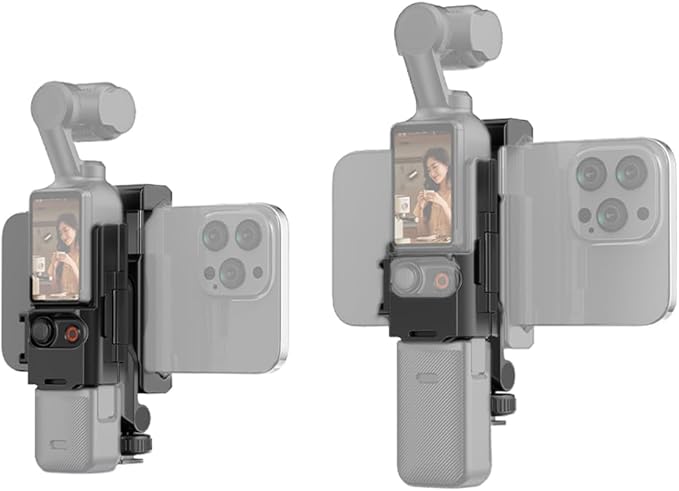 FEICHAO Cell Phone Holder Clip with Cold Shoe Mount Expansion Adapter Compatible with Osmo Pocket 3