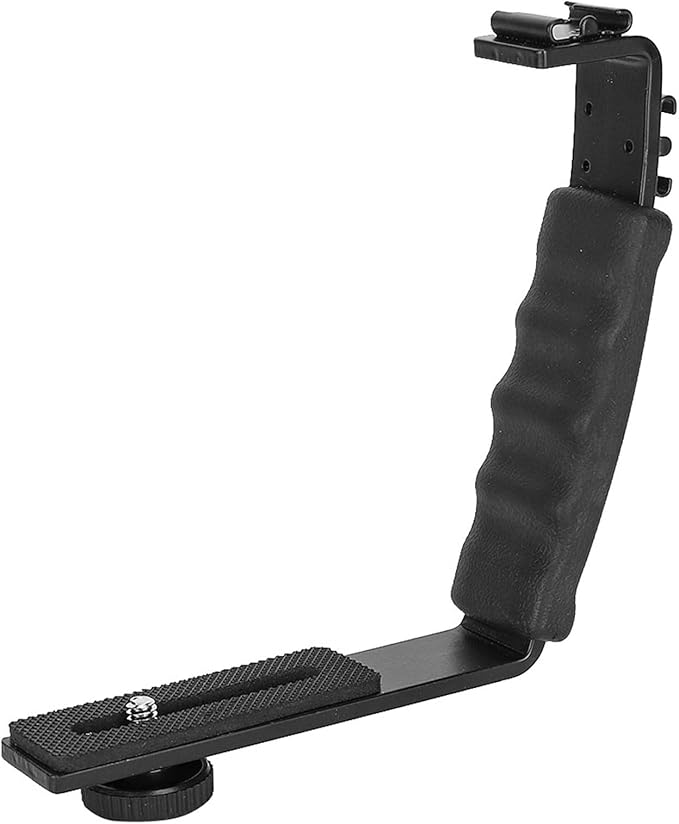 Sonew Camera Flash L Bracket Dual Hot Shoes Holder Mount Adapter Mount DV Microphone LED Light for Photography Lightweight Sturdy Durable
