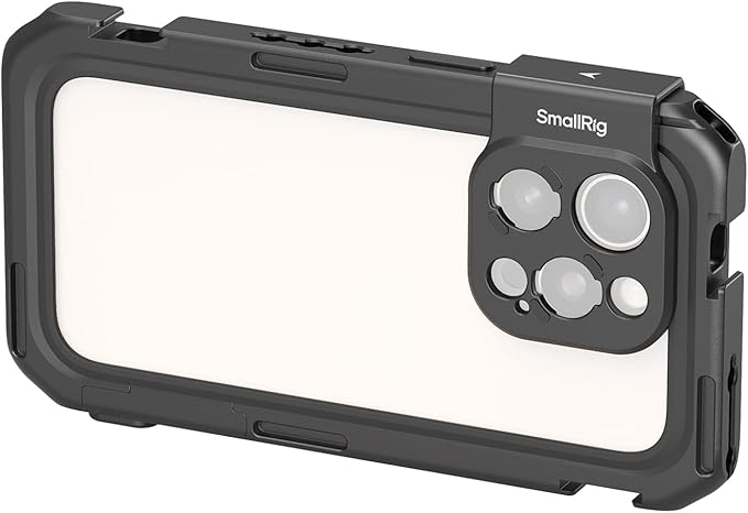 SMALLRIG Mobile Video Cage Basic Edition for iPhone 16 Pro Max with T-Mount Lens Backplate, TPU Soft Frame, for Video Shooting, Live Streaming, and Cinematic Filmmaking - 5006