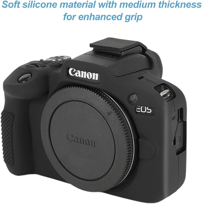 Pocoukate Case for Canon EOS R100 Camera, Soft Silicone Protective Cover Skin with EOS R100 Screen Protector Accessories for Canon EOS R100 Mirrorless Camera Silicone Case - Black