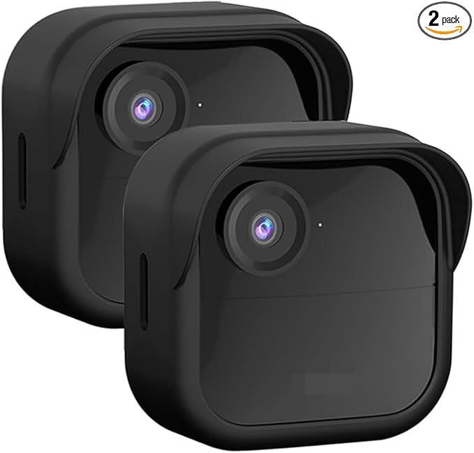 Silicone Case Cover for All-New Blink Outdoor 4 (4th Gen) - Weatherproof Protective Skin Cover with Hat Brim for All-New Blink Outdoor 4 & 2K Smart Security Camera (Black, 2 Pack)