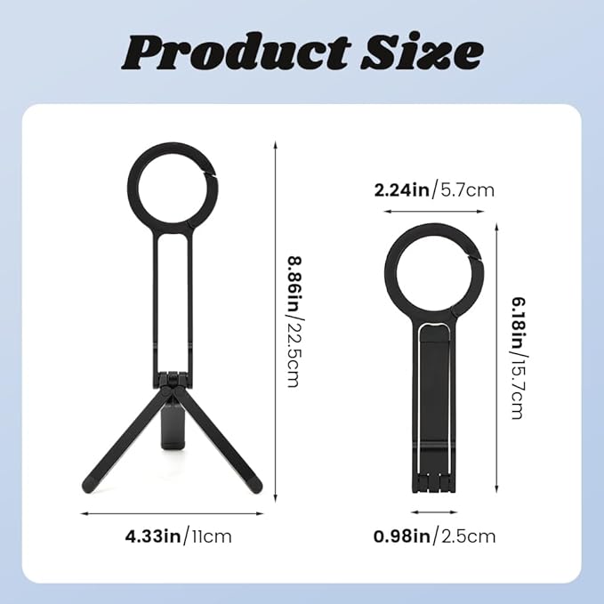 Magnetic Phone Tripod Foldable Aluminum Mini Tripod for i-Phones, Magnetic Pocket Phone Tripods Quick Mount Compatible with Mag-Safe for i-Phones 17/16/15/14/13/12