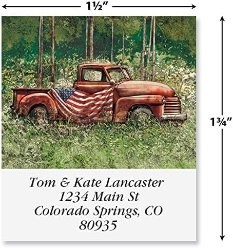Colorful Images Patriotic Vintage Pride Return Address Mailing Labels, Personalized in The USA with Names & Addresses, Set of 144 Self Adhesive, Easy Peel Flat Label Sheets, 1½” x 1¾”, 1 Design