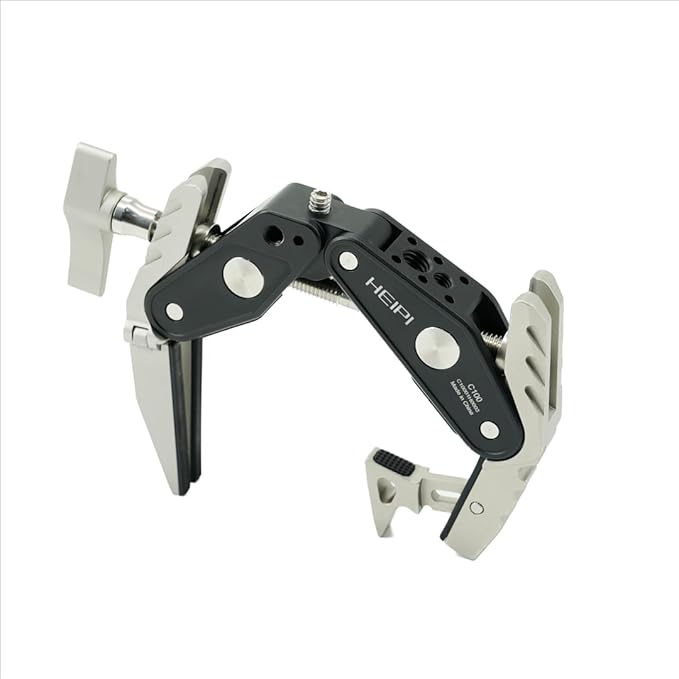 HEIPI Super Clamp Camera Mount Holder - Sabertooth C100 with 360° Ballhead Magic Arm MA175 and Phone Clip PC01 for Tripod Accessories, Round Tube, Flat Surface