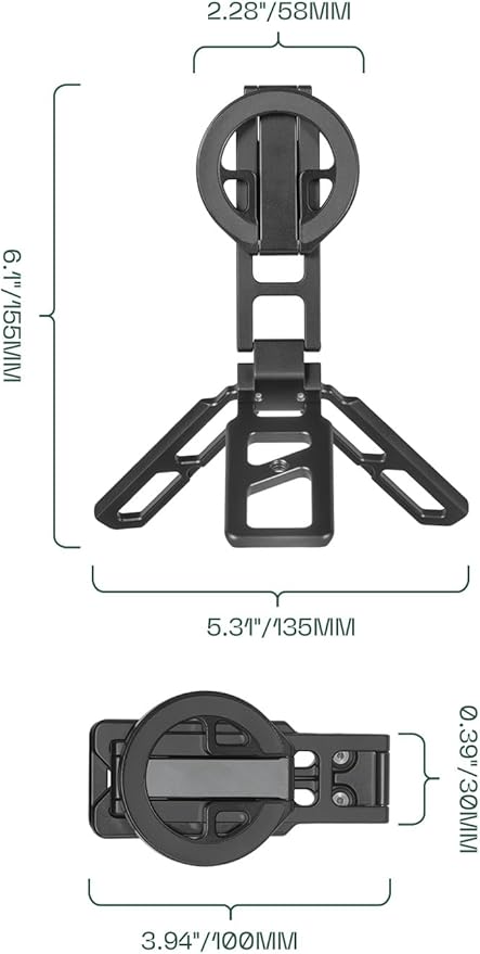 FANAUE Magnetic Tripod Mount - 360° Adjustable Aluminum Stand, Portable Foldable Design, Strong Magnetic Compatible Holder for iPhone, iPad, Smartphones, Vlogging, and Content Creation