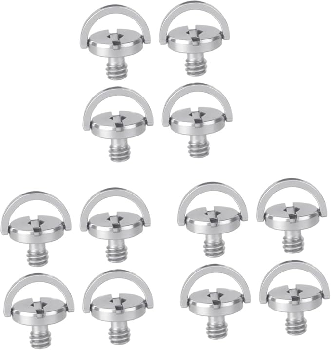 Gadpiparty 12pcs D-Ring Camera Screw Tripod Mounting Screws Camera Fixing Quick Release Plate for Equipment