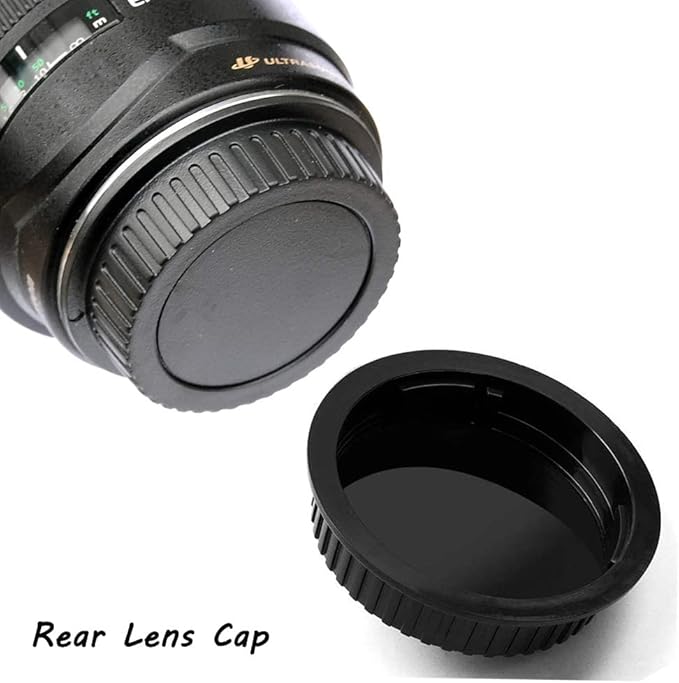 Rear Lens Cap and Front Body Cap for Canon EOS 850D 250D 90D, Rebel SL3 T8 T8i T7, 200d ii, and More Canon DSLR and Hot Shoe Cover with Bubble Spirit Level Fire Rock (2 Sets)