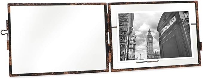 Isaac Jacobs 4x6, Antique Bronze, Vintage Style Brass and Glass, Metal Floating Picture Frame (Horizontal) with Locket Closure, for Photos, Art, More, Tabletop Display (4x6 Antique Bronze)