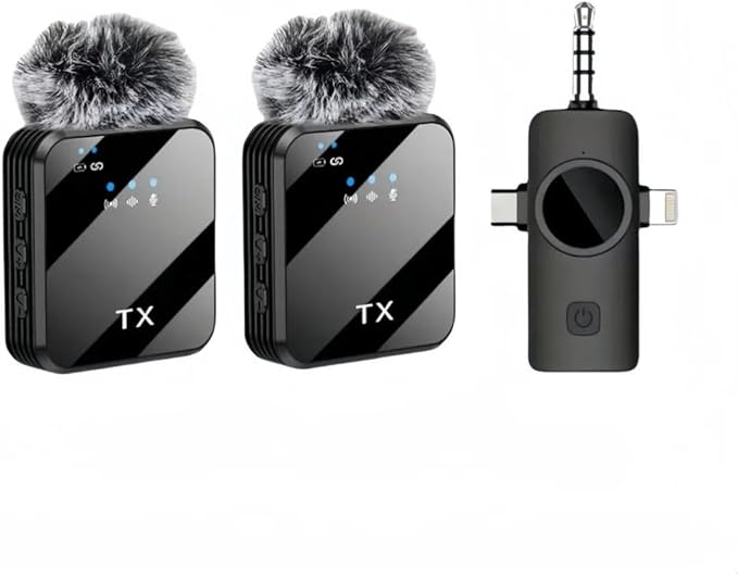 3 in 1 Mini Wireless Lavalier Microphone for iPhone/Android/Camera,328ft Transmission, 18H Battery Life, Noise Reduction Lapel Mic for Record Interview, Vlogs, YouTube, Tiktok