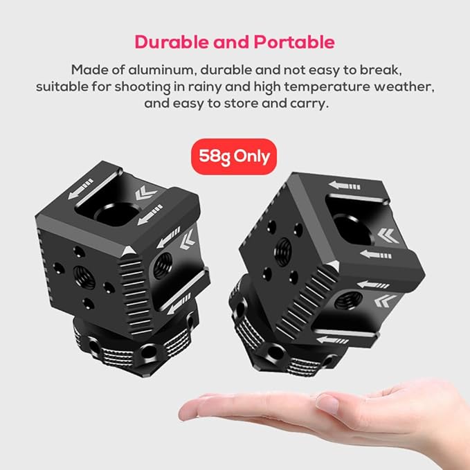EaxanPic Triple Cold Shoe Mount Bracket, Camera Hot Shoe Mount Adapter with 1/4" Screw Holes for Flash Light Monitor Video Mic Compatible with Canon Nikon Camera Camcorder