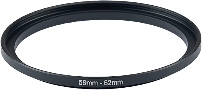 58mm to 62mm Camera Filter Step-Up Ring Adapter - Metal for All Brands UV ND CPL Filters