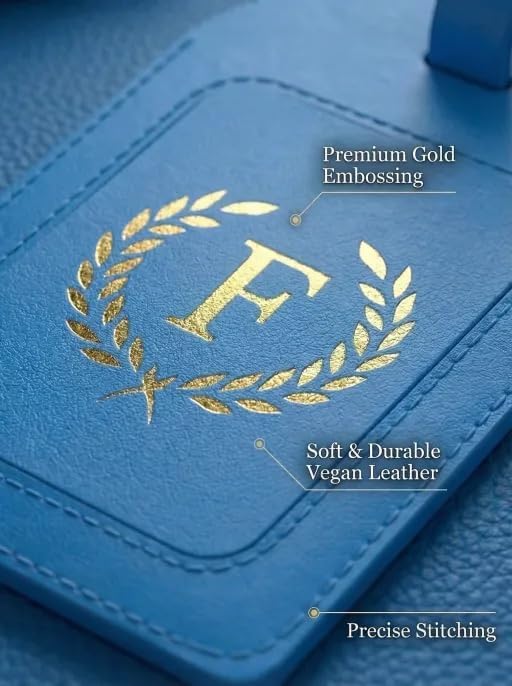 Luggage Tags for Suitcases 6 Pack PU Leather Travel Bag Tags with Privacy Cover & Stainless Steel Buckle, Vegan Leather Name ID Labels for Travel Bags, Cruise, Airline, Backpack, Baggage Identifier(F)