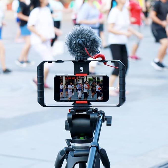 ARTIBETTER Mobile Phone Frame Handheld Camera Holder Smartphone Video Rig with Cold Shoe Mounts for Live Streaming Filmmaking and Smooth Recording
