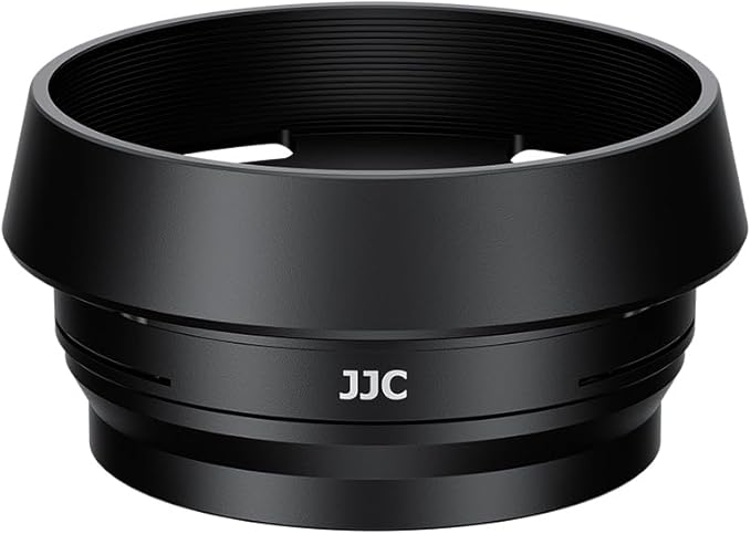 JJC Metal Lens Hood Sun Shade with 37mm Filter Adapter Ring for Fuji Fujifilm X Half XHalf Digital Camera, X Half Camera Lens Protector & Filter Converter, Black Color
