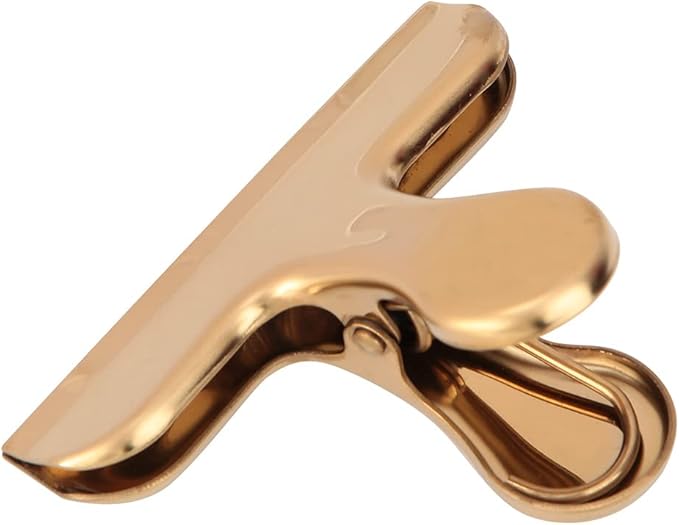 Fdit Brass Vintage Retro Clip Bill Holder with Stainless Steel - Golden T Clip
