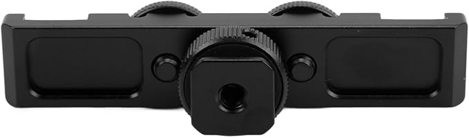 Dual Cold Shoe Extension Mount, Camera Extension Bar with Safety Lock, Aluminum Alloy Bracket for Monitor Microphone Flash Light, 1/4in Threaded Hole for Tripod Grip Handle