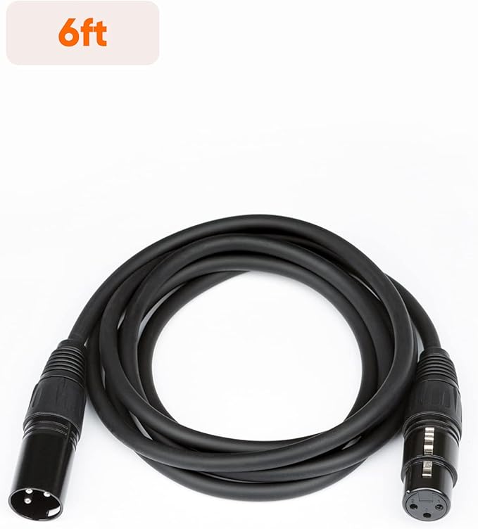 CableCreation XLR to XLR Cable 6FT, X LR Male to X LR Female Microphone Cable, Balanced 3 PIN Compatible with Shure SM Microphone, Behringer, Speaker Systems, Radio Station and More, Black