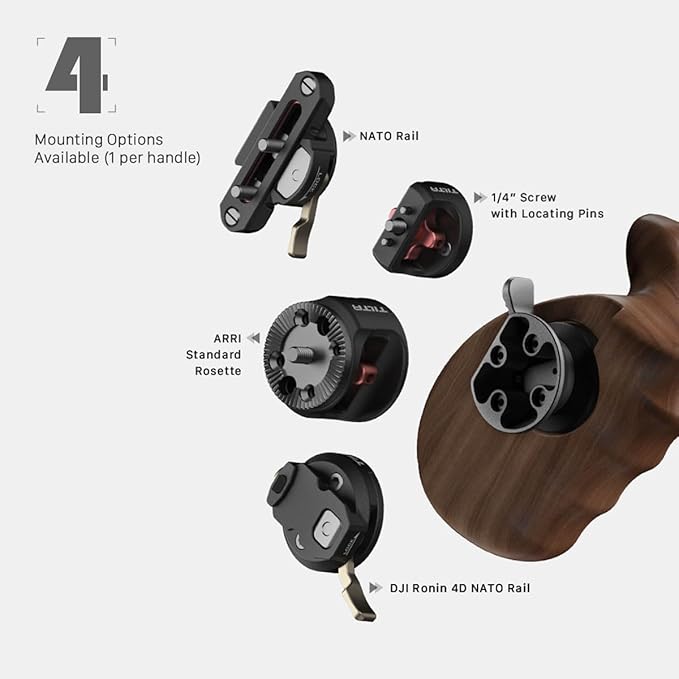 Tilta Advanced Left Side Wooden Handle (Ronin 4D - Type IX) | Black Walnut Wood & Aluminum Alloy Build | Quick Release Button