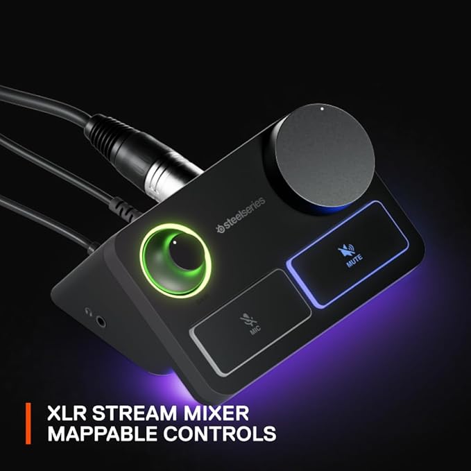 SteelSeries Alias Pro Kit — XLR Mic + Stream Mixer — 3x Bigger Capsule for Gaming, Streaming and Podcasting — USB/XLR Interface — Free Sonar Audio Software — Custom Controls — RGB — Single or Dual PC