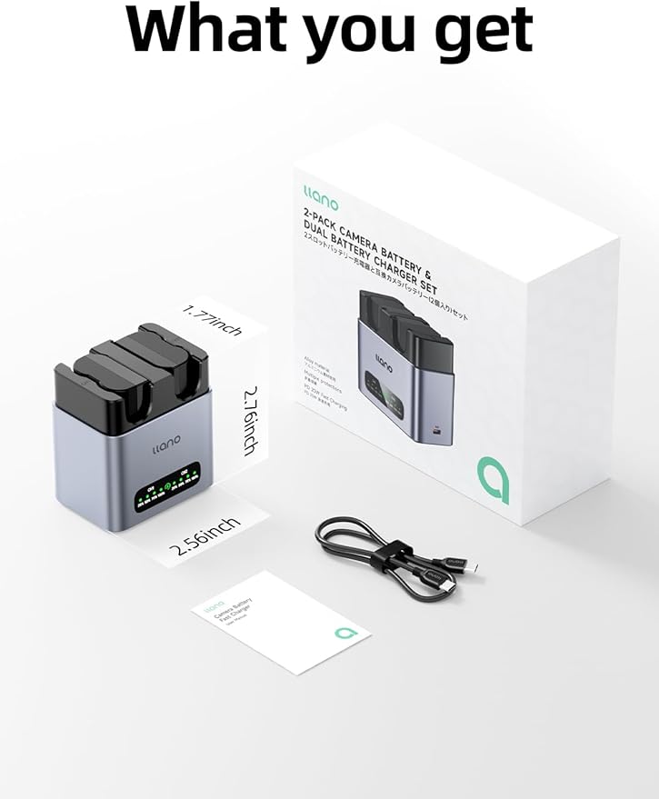 llano 2-Pack EN-EL15C Batteries and 20W Fast Charger for Nikon Z8, Z7II,ZR, Z5II, ZF, Z6III, D850, Z7, Z6II, Z6, D7500, D750, D7200, Heat Dissipation Aluminum Alloy Body, LED Display
