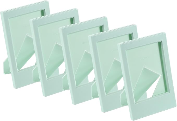 uxcell 5 Pcs Mini Picture Frames 2.4 x 3.6 Inch Rectangle Small Picture Photo Frame Holder for Tabletop Display Photos Paintings Landscape Posters Artwork, Light Green