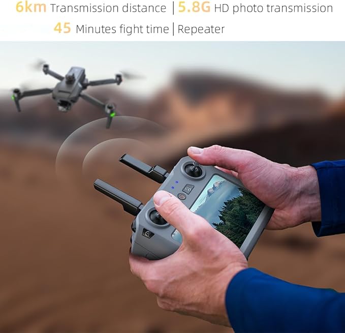 X-Verse SG909 Drones with Camera for Adults 4K, RC Screen, 6KM RC Distance, 3-Axis Gimbal Repeater, Professional Drone with Obstacle Avoidance, Digital GPS Transmission Quadcopter, 3 Batteries for 135min Max Flight Time