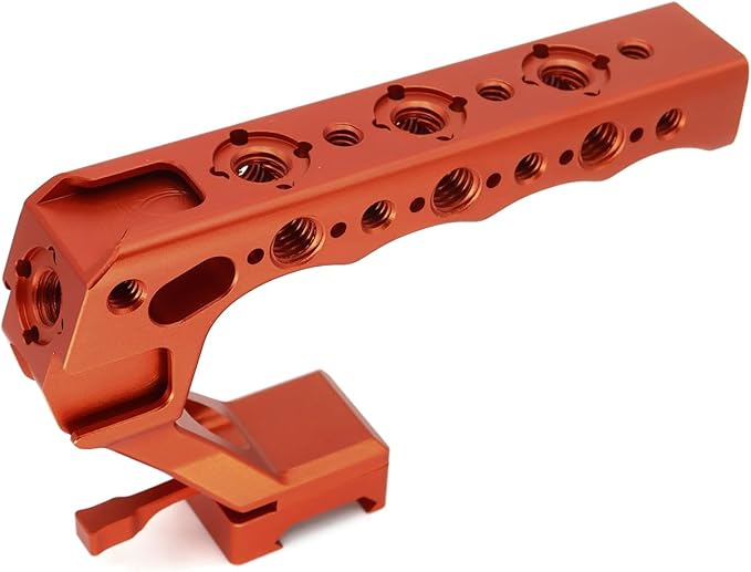SZYingXian NATO Top Handle, Quick Release NATO Grip with 4 Cold Shoe Adapters for DSLR Camera Cage, Universal Top Handle with 3/8-16 and 1/4-20 Thread Holes (Orange)