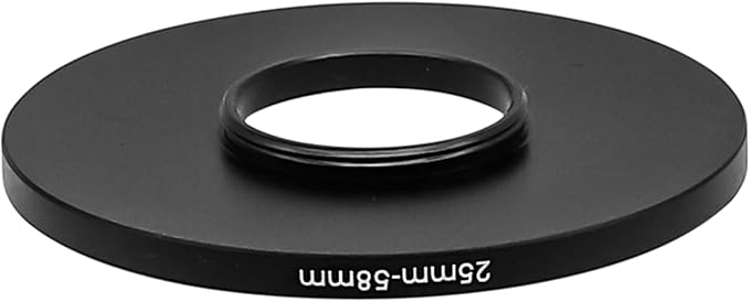 25mm to 58mm Step Up Ring, Screw-in Adapter Ring for 25mm Lens Install 58mm Filter or Camera Accessories
